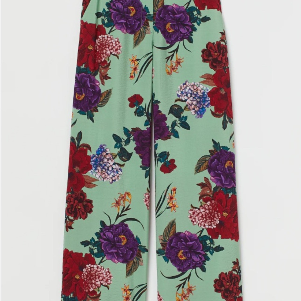 H&M NWT Floral Print Women's Wide Leg Pants